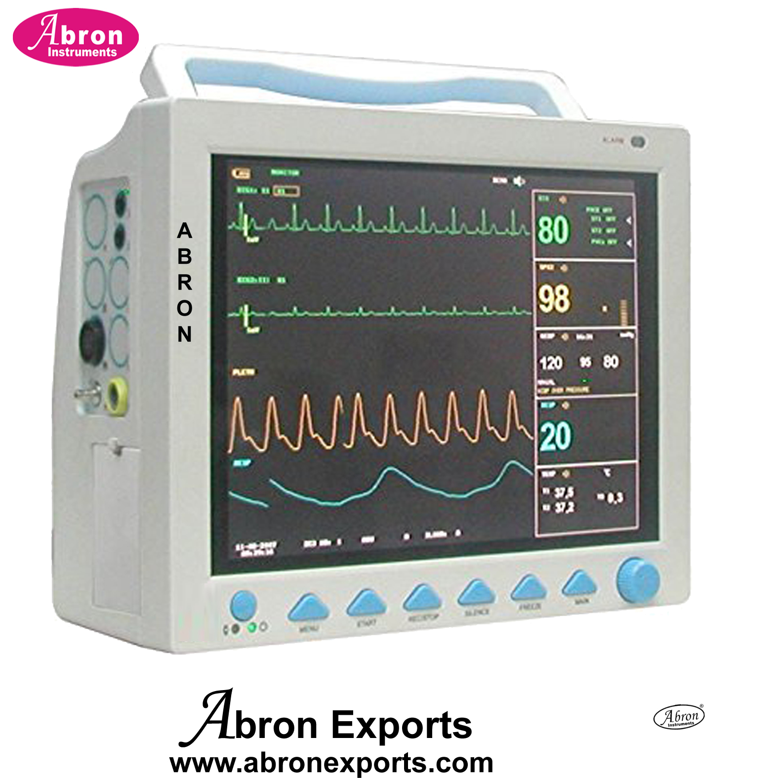 Patient Monitor With Stand Measuring With App Parameters 96 hour Backup Battery BP SPo2 NIBP and wall stand Abron ABM-2552P 